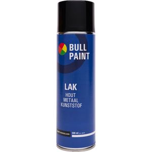 Bullpaint spuitverf hoogglans zwart - 500 ml - voor hout metaal en kunststof - UV bestendig - spuitbus verf - acryl