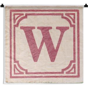 Wandkleed - Wanddoek - Stempel Letter W - 180x180 cm - Wandtapijt