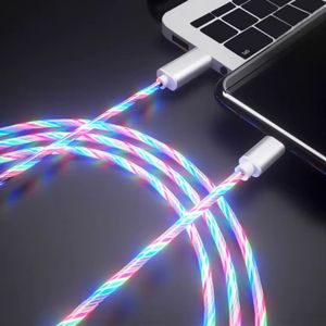 LED Glowing Oplaadkabel - Multicolor - Oplaadkabel USB C - Snellader met Bewegend Licht - Type C en iPhone - Universele Oplaadkabel voor Samsung iPhone - USB naar USB-C - Snellader - Stijlvol Design - Game room decoratie - Oplader