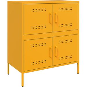 vidaXL - Dressoir - 68x39x79 - cm - staal - mosterdgeel