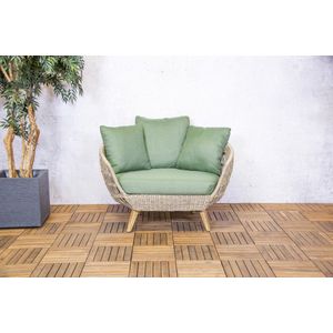 Loungestoel Groen - Aluminium & Acaciahout - 115x96x78 cm - Loungestoel San Marino - SenS-Line