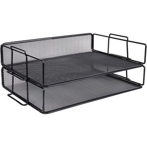Stapelbare Brievenbakjes - Papier Organizer - 2 stuks - Zwart - Metaal
