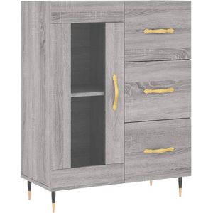 VidaXL Dressoir - Bewerkt Hout - Grijs Sonoma Eikenkleurig - 69,5x34x90 cm