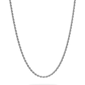 Elysian - Dames Ketting Zilver - Rope Halsketting - Gepolijst Roestvrij Staal - Hypoallergeen - 45 + 5cm