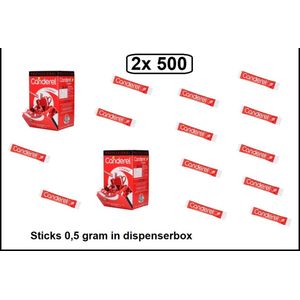 2x 500 Candarel Sticks 0,5 gram in dispenserbox -koffie thee suiker zoetje drink sweet suiker stick