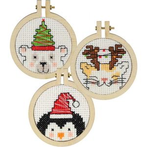 Leuke kersthangers voor in de kerstboom borduren (set van 3 stuks)