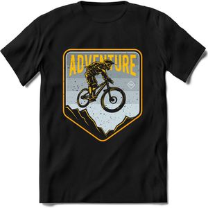 Adventure | TSK Studio Mountainbike kleding Sport T-Shirt | Lichtblauw - Geel | Heren / Dames | Perfect MTB Verjaardag Cadeau Shirt Maat M