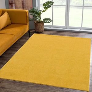 Laagpolig tapijt woonkamer - effen moderne tapijten voor slaapkamer, werkkamer, kantoor, hal, kinderkamer en keuken - geel, 120 x 170 cm