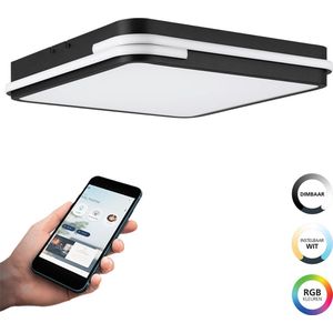 EGLO connect.z Genovese-Z Smart Plafondlamp - 47 cm - Zwart/Wit - Instelbaar RGB & wit licht - Dimbaar - Zigbee
