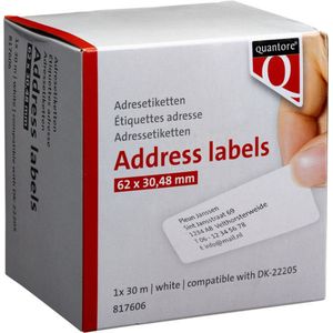 Label etiket quantore dk-22205 62mmx30.48m wt | Rol a 30 meter | 20 stuks