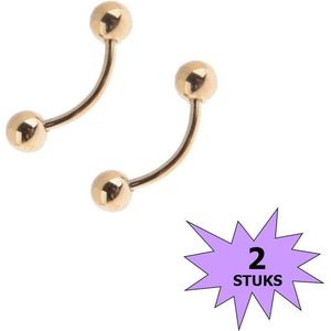 Fako Bijoux® - Wenkbrauw Piercing - 4mm - Goudkleurig - 2 Stuks