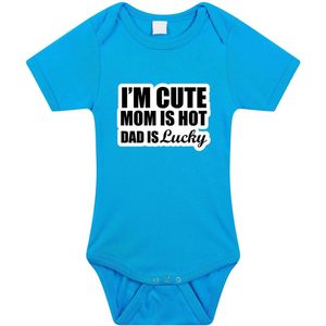 Cute hot lucky tekst baby rompertje blauwe jongens - Kraamcadeau - Babykleding 56