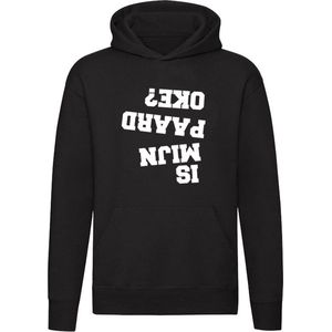 is mijn paard oke? | Manege | Paarden | Horse | Paardrijden | Dieren | Unisex | Trui | Sweater | Hoodie | Capuchon | Zwart