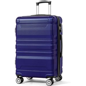 Merax Handbagage Koffer met TSA-slot en Universele Wielen 41x26x65 cm - Uitbreidbaar en met Zijhandvat - Blauw