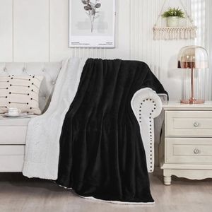 Deken - Pluche - Wollen - Dekentje - Fleece - Plaid - Knuffeldeken - Bank Deken - 2 Persoons Groot - Zwart