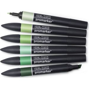 Winsor & Newton Promarker - Stiften set - Green Tones - 6 stuks