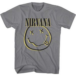 Nirvana - Inverse Happy Face Heren T-shirt - S - Grijs