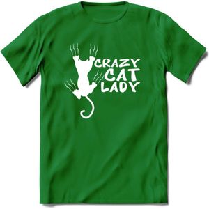 Crazy Cat Lady - Katten T-Shirt Kleding Cadeau | Dames - Heren - Unisex | Kat / Dieren shirt | Grappig Verjaardag kado | Tshirt Met Print | - Donker Groen - L