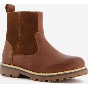 Groot leren jongens Chelsea boots cognac/bruin - Maat 27