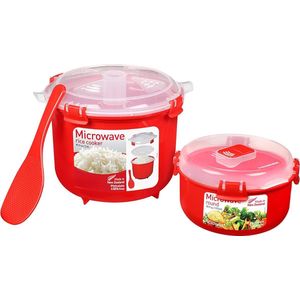 Rijstkoker - Rood - 2,6L - BPA-vrij - Microwave