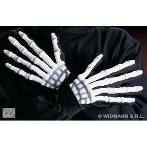 Widmann - Spook & Skelet Kostuum - Handen Skelet Fluorescerend - Wit / Beige - Halloween - Verkleedkleding