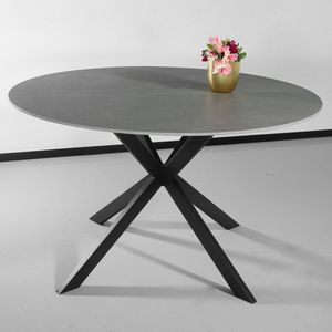 Eettafel rond 130cm Jenna marmerlook grijs ronde tafel