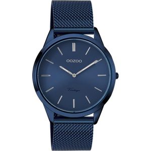 OOZOO Vintage series - Nacht blauwe horloge met nacht blauwe metal mesh armband - C20008 - Ø38