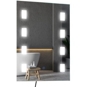 Medina Totowa Badkamerspiegel - Lichtspiege; - Wandspiegel - LED-Spiegel - Anti-Condens - 70 x 50 x 4 - Energiezuinig - Aanraakgevoelig - ZIlver