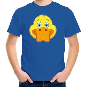 Cartoon eend t-shirt blauw voor jongens en meisjes - Kinderkleding / dieren t-shirts kinderen 146/152