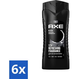 Axe XL - 3-in-1 Douchegel - Black - Frozen Pear & Cedarwoord - 12hrs Long Lasting Scent - 400 ml - Voordeelverpakking - 6 stuks