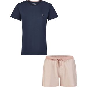 By Louise Essential Dames Korte Pyjama Set Shortama Blauw - Maat L