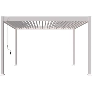 NOVUM HORIZON Overkapping - 400 x 400 cm - Wit - Weerbestendig en Luxe uitstraling - Vrijstaande volledig Aluminium Terrasoverkapping - Perfect te gebruiken als Tuinprieel/Carport/Veranda/Pergola