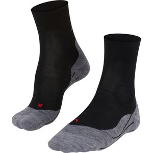 FALKE RU4 Wool Hardloopsokken anti blaren, gemiddelde padding merinowol sportsokken dames zwart - Maat 37-38