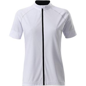 James and Nicholson Dames/damesfietsen Volle Ritssluiting T-Shirt (Wit/zwart)