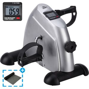Uten Stoelfiets - Fietstrainer - Bewegingstrainer - Mini Hometrainer - Bureaufiets - Met 2 Accesoires - Voor Bejaarden, Kantoor, Thuis - Zilver