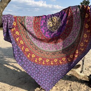 XL Strandlaken - Paars - dun textiel - 200X210 - Mandala - Lindian style