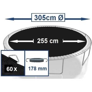 Springmat voor trampoline 305 cm met 60 ringen voor 17,5-18 cmveren