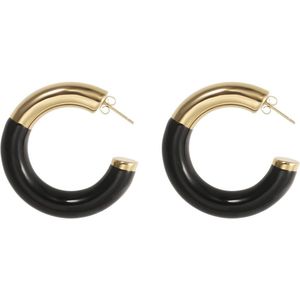The Jewellery Club - Kylie earrings black - Oorbellen - Dames oorbellen - Stainless steel - Statement oorbellen - Goudkleurig - Zwart - 4 cm