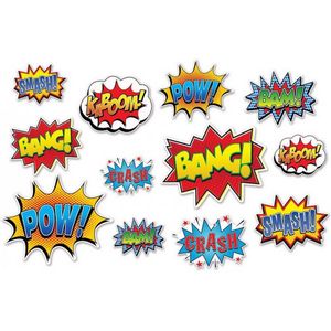 Decoratie Superhelden Action Signs 36 stuks - Super Hero decoraties - Thema verjaardagversiering - Themafeestdecoraties