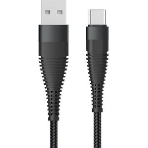 Fontastic 260827 Kabel USB-A 2.0 Male naar USB Type-C Male - 150 cm - Zwart