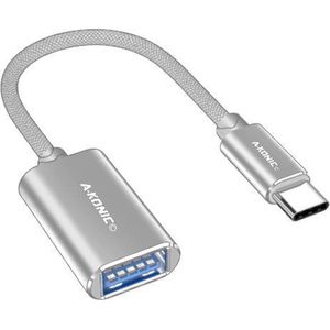 A-konic USB-C naar USB 3.0 Adapter - USB A OTG kabel convertor - voor o.a. phone/tablet/laptop - Zilver