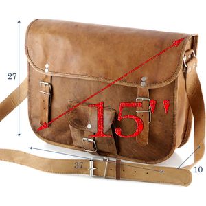 Laptoptas 15.4 ‘’ Cognac Bruin ECHT LEER - Aktetas A4 Formaat ‘Toledo R15’