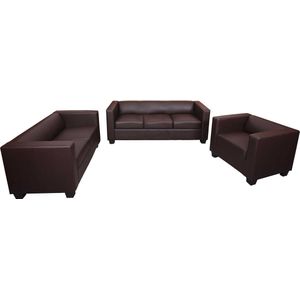 Cosmo Casa 3-2-1 Bankstel - Zitgroep - Lounge Sofa - Kunstleer - Koffie