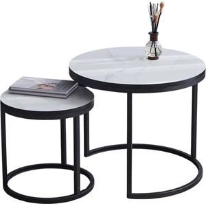 Quihob® 2 Nordic Salontafel - Theetafel - Moderne - Set- 60CM & 40CM - Wit02