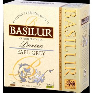 Basilur tea, Premium Earl Grey, A-kwaliteit Ceylon thee. 100 theezakjes.