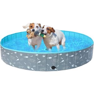 Hondenbad voor Grote en Kleine Honden - Opvouwbaar en Draagbaar - Milieuvriendelijk PVC Hondenzwembad - Verkrijgbaar in 80/120/160 cm - Met Botdesign - Geschikt voor Binnen en Buiten