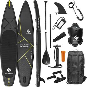 FitEngine Opblaasbaar SUP Stand up Paddle Board Set - Race 11'8"" 360cm, 170kg Race-Shape verhoogde stabiliteit.