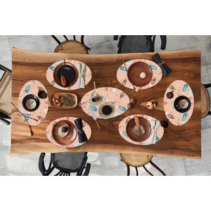 Placemats ovaal - Onderleggers - Ovale placemats - Cartoon - Pastel - Patronen - Lamp - 10 stuks