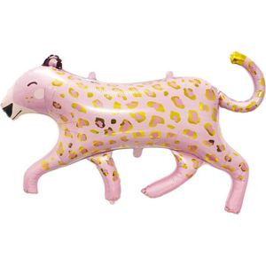 Cheetah ballon - XXL - 79x118cm - Folie ballon - Ballonnen - Dieren - Thema - Tijgerprint - Luipaard - Tijger - Roze - Pink - Versiering - Ballonnen - Thema feest