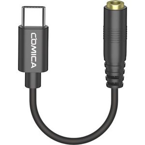 Comica USB-C naar mini-jack adapter voor microfoon en koptelefoon — Geschikt voor o.a. Samsung Galaxy S23 / S22, iPhone 15, Pixel 8, Smartphones/Telefoons — Aluminium Zwart